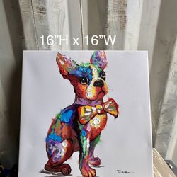 Wall Art - Boston terrier - Oil Paint 