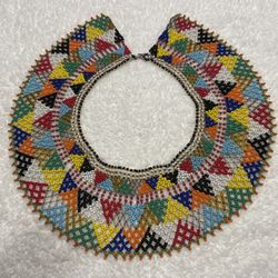 Vintage Native Americsn Style Ladies Glass Seed Bead Choker / Necklace / Collar. No Damage.