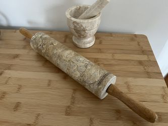 Marble Rolling Pin and Mortar and Pestle Set 
