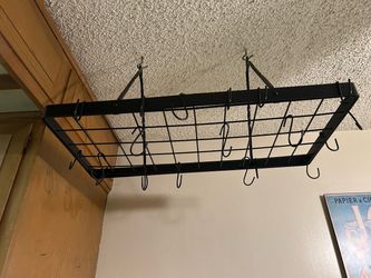 Pot rack with hooks