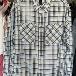 Chrome Hearts Flannel Plaid Shirt Unisex Size Medium Oversized Light Blue Navy