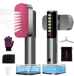 Travel Steamer for Clothes, 100-240V Dual Voltage Portable Steamer & Iron 2-in-1, 1000W Powerful Steam with 10s Fast Heat-Up, 6 Modes LED Display, 220