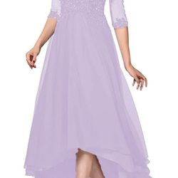 Beaded Mother of The Bride Dress with 1/2 Sleeve High Low Laces Chiffon Mother Bride Dresses Aline


