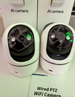 PTZ AI Camera Wired Wi-Fi IP Indoor Security Camera White (2 Pack)