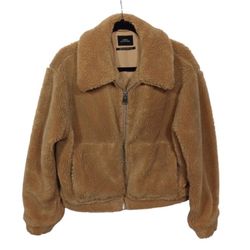 Urban Outfitters Womens Teddy Bear Jacket Size M Brown Thick Warm Full Zip