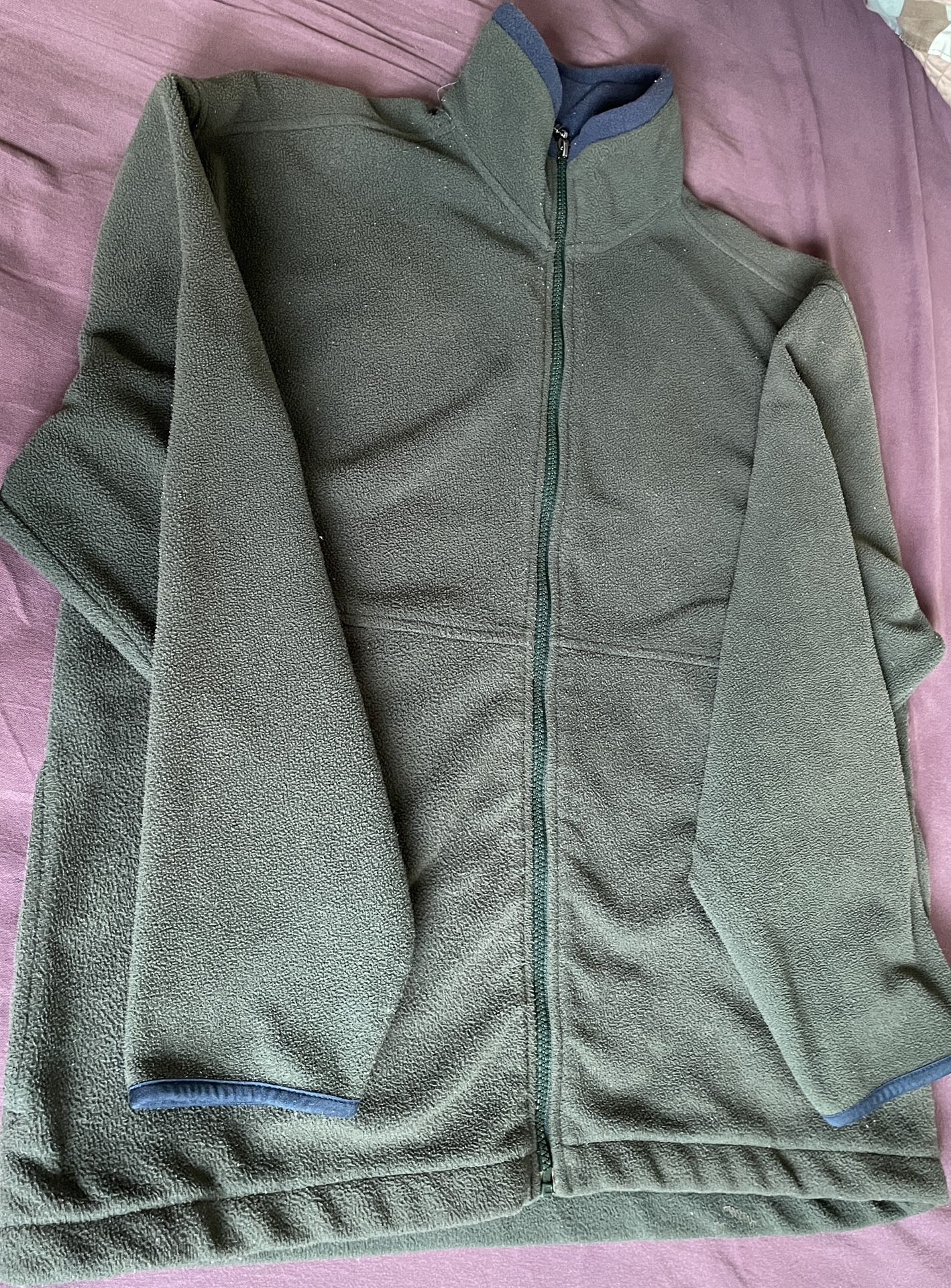 Fleece Fall Light Winter Jacket - Olive Green - Unisex - Small-medium