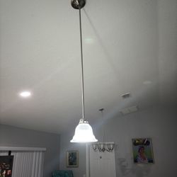 Two Pair of Brushed Nickel Pendant Lights – Excellent Condition