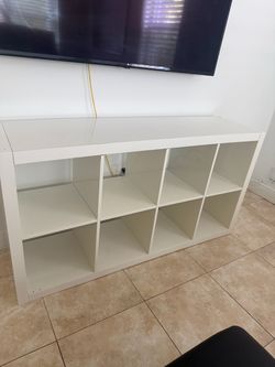 White Cube Storage Organizer | 8-Cube Bookcase Shelf | TV Stand, Entryway Console & Storage Unit
