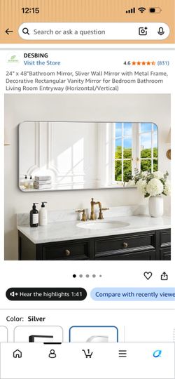 Silver Bathroom Mirror (24x48)