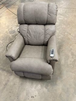 Gray Leather Power Lift Recliner Chair