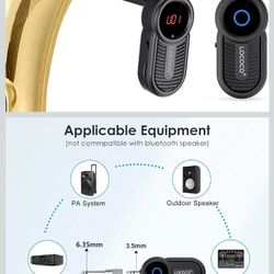 Wireless Saxophone Microphone System for Instruments: UHF Rechargeable Instruments Microphone Receiver and Transmitter - 160ft Range. Plug and Play - 