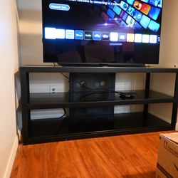 Tempered Glass 3-Tier TV Stand - 56” Wide - Excellent Condition