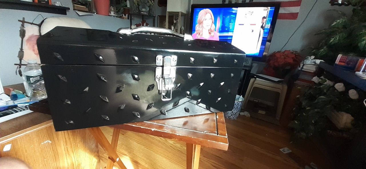 NICE TOOL BOX 16" ACROSS AND NICE FOLDABLE FOOT STOOL...CLICK ON PICTURE YOU WILL GET FULL PICTURE SIZE