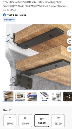 6 Pack Heavy Duty Shelf Bracket, 10 inch