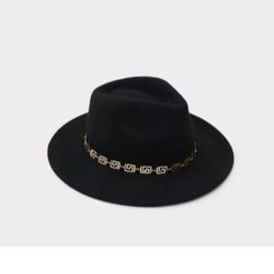 Aldo Arys Chain Fedora Hat Black Gold One Size