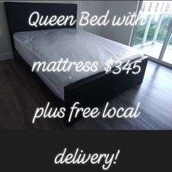 345 Queen bed with mattress and boxspring.. Free Delivery