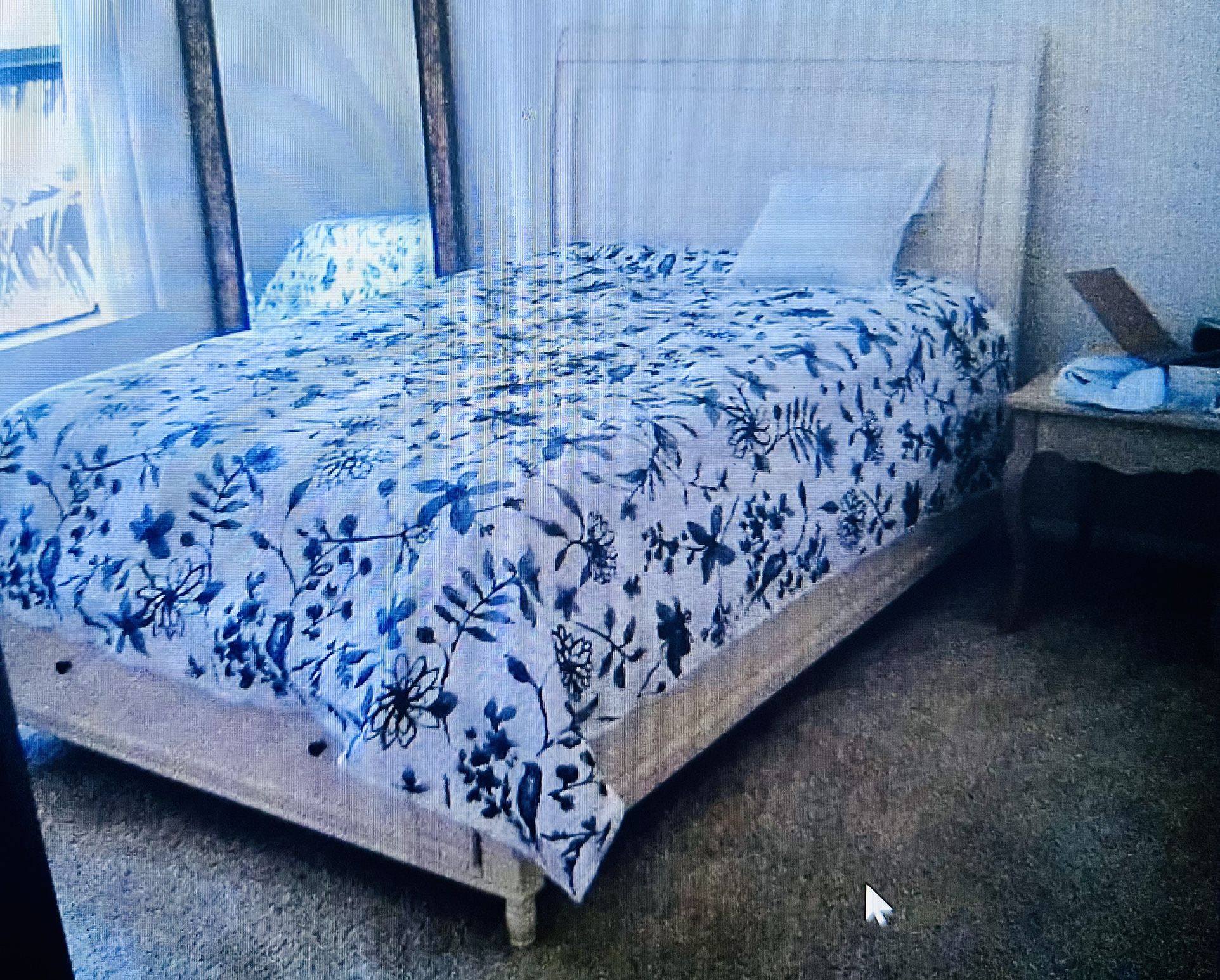 Cream Colored Full Size Bed with Underneath Storage Drawer