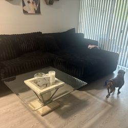 Black Plush Couch 