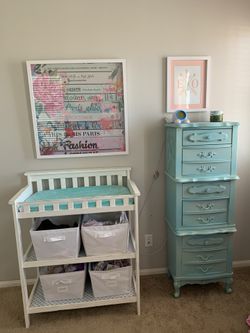 Changing table & matching chalk painted crib