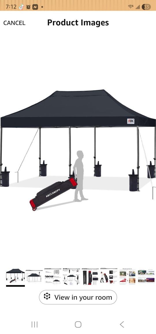 ABCCANOPY 10x20 Easy Pop Up Canopy Tent, Black