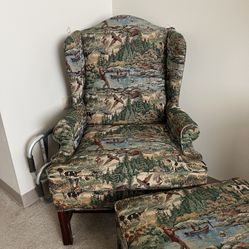 Upholstered Armchair With Ottoman