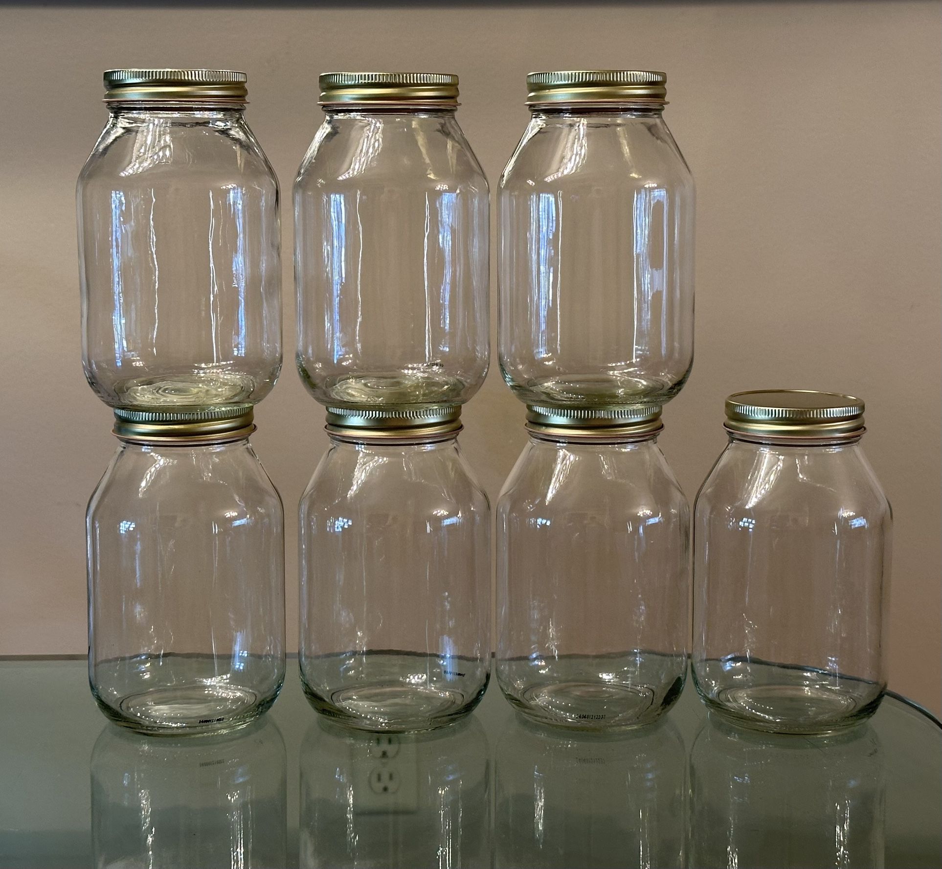 7 Very clean Large 32 Oz glass Stackable Fermentation Fermenting  canning and storage jars