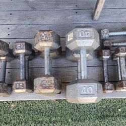 Dumbbell Sets: 40, 25, 15, 12, 5, and 3 lbs