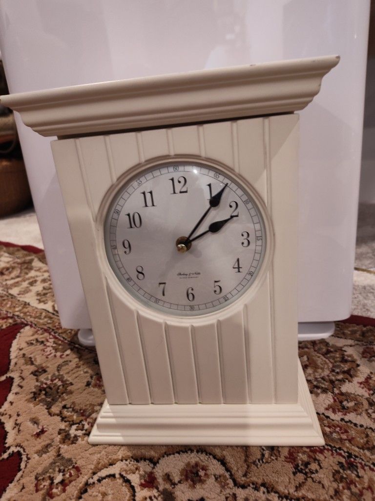 Beautiful White Mantel Sterling And Noble Clock Company With Cabinet Door