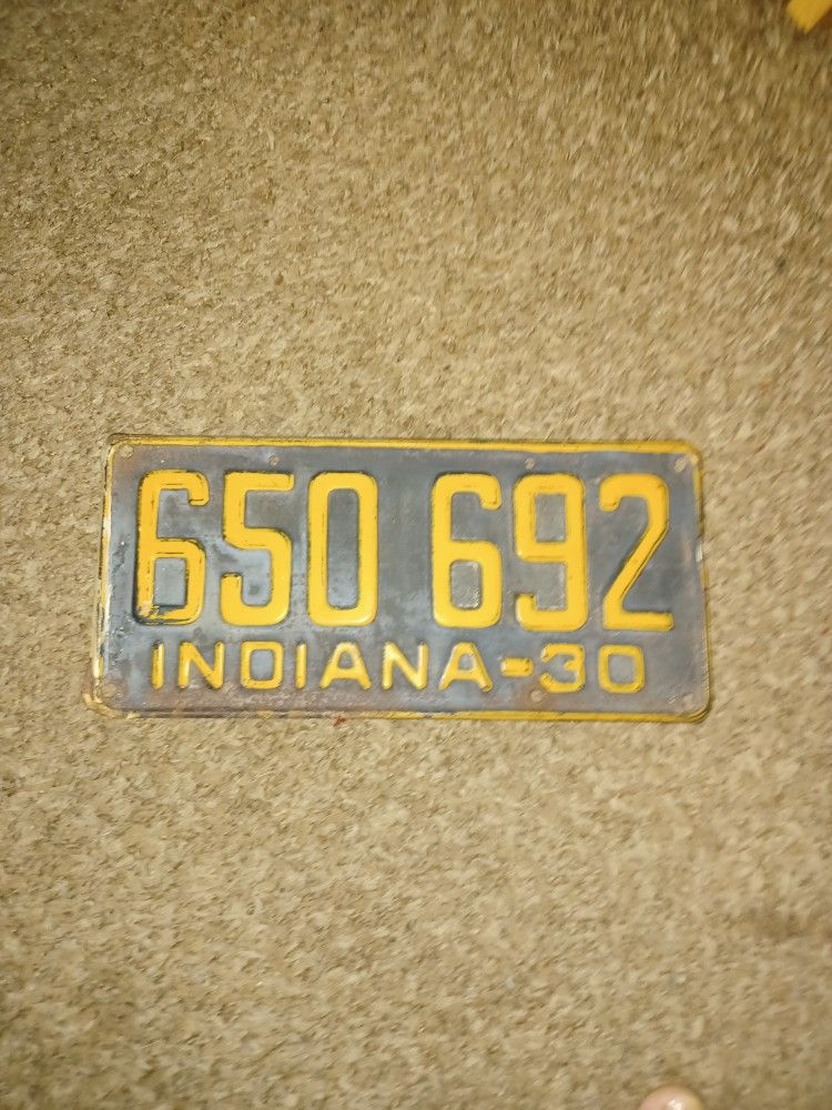 1930 INDIANA LICENSE PLATE 