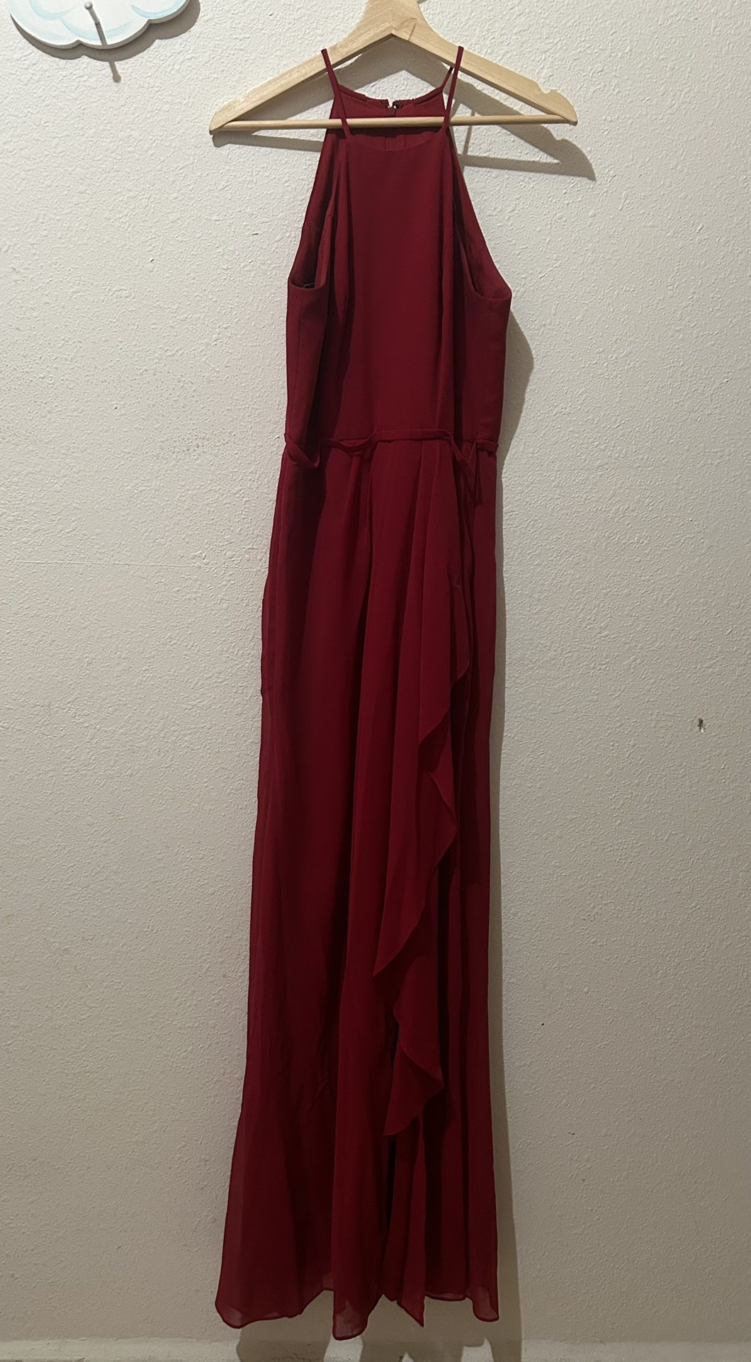 high neck chiffon bridesmaid dress with cascade KissProm main image 0