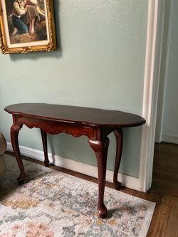 Cherry Wood Queen Anne Console Table