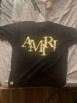 Amiri Yellow Staggered Logo Tee