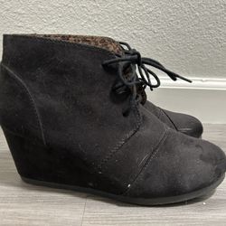 Black Wedge Booties