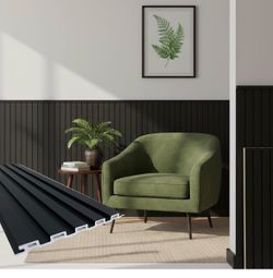 Black Wall Panels for Interior Wall Décor Wainscoting Panels 48x6.2x0.4in 16pack Modern WPC Wall Panel Slat Wall Paneling for Livingroom Bedroom Bathr