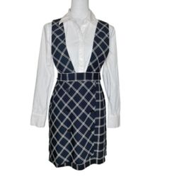 VENUS Women's Black White One Piece Button Down Back Zip Twofer Dress Sz 6