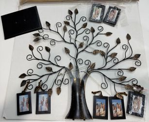 Metal Family Tree Photo Display Wall Decor | Black & Bronze