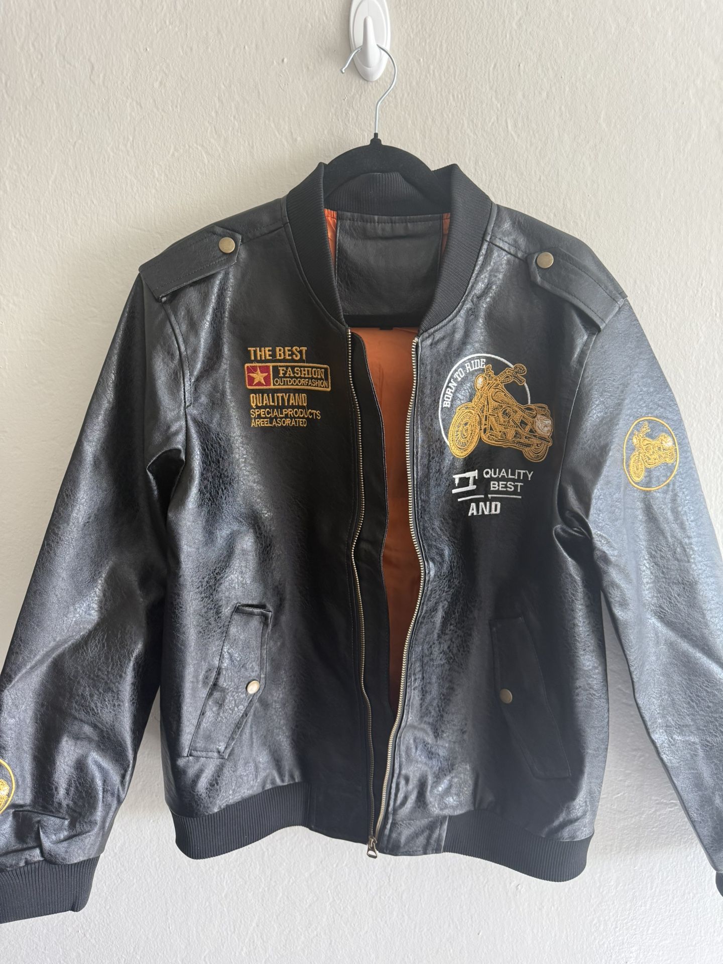 Vintage Biker Jacket Motorcycle Style Men’s Leather Look Streetwear