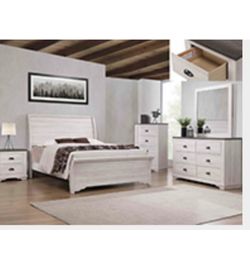 4- Pc Bedroom set Dresser,Mirror  Nightstand (1) Queen size bed frame  Not including Mattress and Box Sp