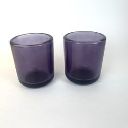 Purple Plum Clear Color Votive Candle Holders Set of 2 3.5 Inch Kirkland EUC