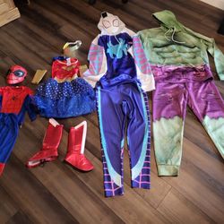 Super Hero Family Costume Set - 4 Costumes! (Wonder Woman, Spiderman, Ghost Spider, Hulk) for Halloween,  Theme Party, Etc.
