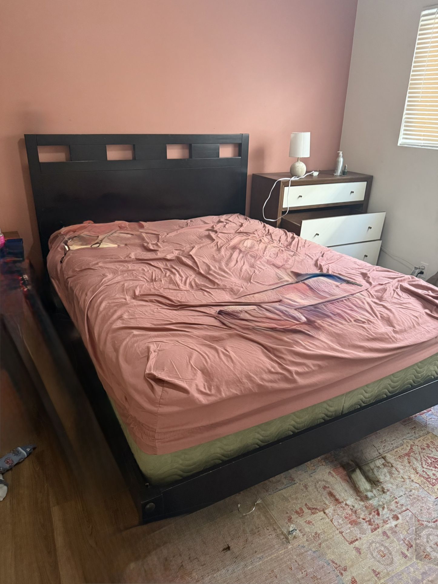 Queen Bedframe And Bed