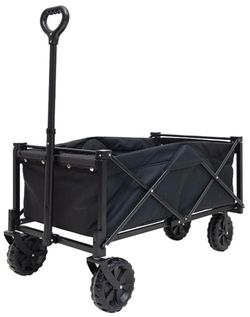 🍒 UYITTAUR Collapsible Wagon Cart, Heavy Duty Foldable Beach Wagon, Portable Folding Utility, Cloth Cart w/ Cup Holders,Extra Pocket, Black... Value