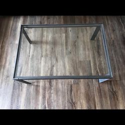Modern Glass Top Coffee Table (Black Metal Frame)