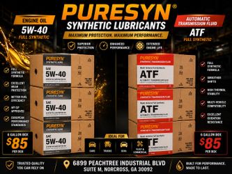 PURESYN Full Synthetic Lubricants – 5W-40 Euro & ATF Transmission Fluid | 6 Gallon Boxes