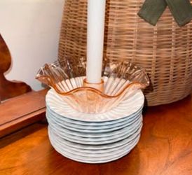 11 ironstone Burleigh Ware - Burgess & Leigh White Swirl Saucer