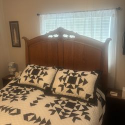 Solid Oak Queen Size Bed