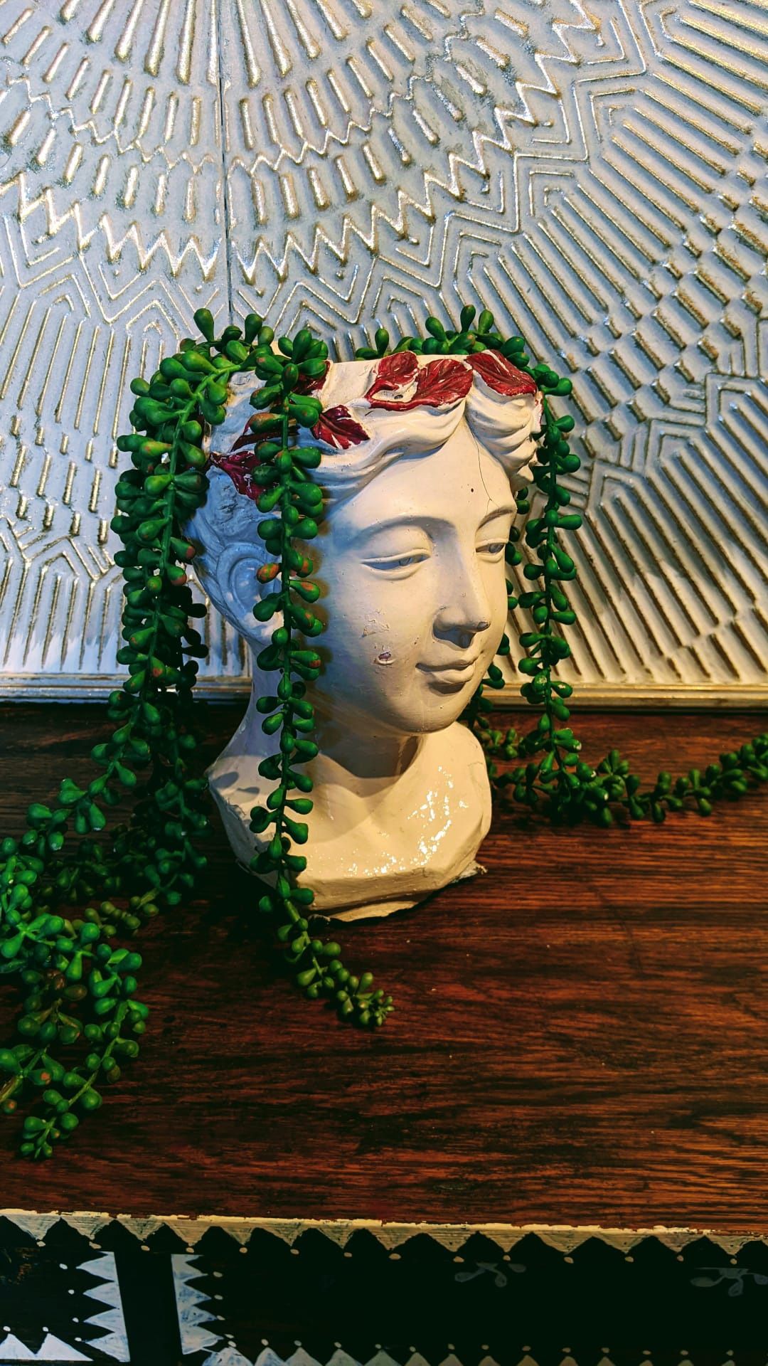 Goddess Head Cement Indoor and Outdoor Planter Pot