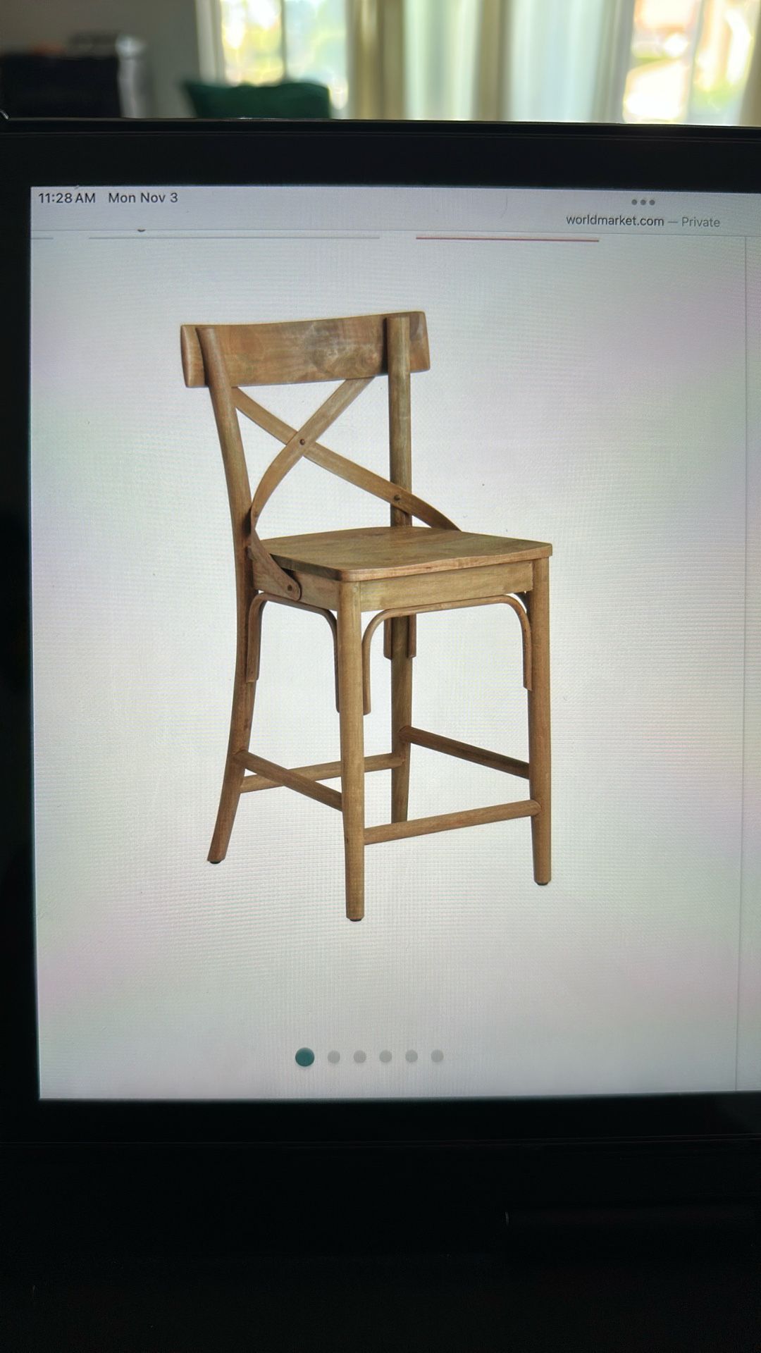 (3) World Market Bistro Distressed Wood Counter Bar Stool Chair