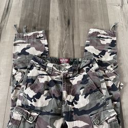 camo cargo pants with adjustable waist and ankle