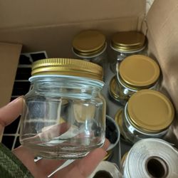 Small Glass Jars with Gold Lids (Set)